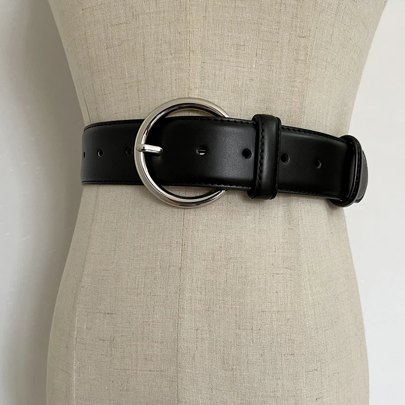 Ceinture de décoration en cuir véritable pour femmes, Corsets, large, à la mode, noir, TB2871