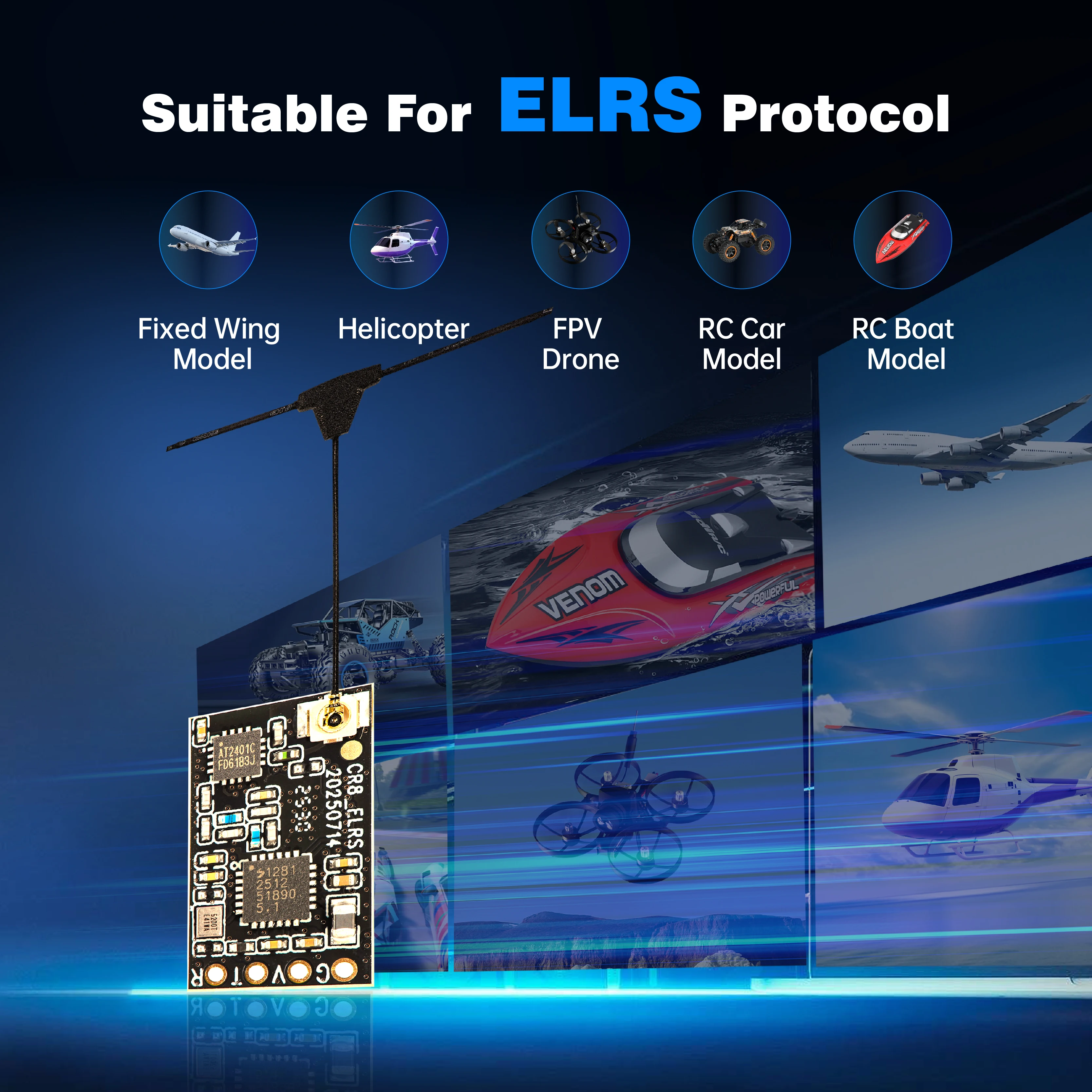 1/2/5/10 قطعة CR8 ELRS 2.4 جيجا هرتز نانو ExpressLRS طويلة المدى ELRS استقبال ل RC FPV طويلة المدى سباق الطائرة بدون طيار طائرة سيارة هليكوبتر