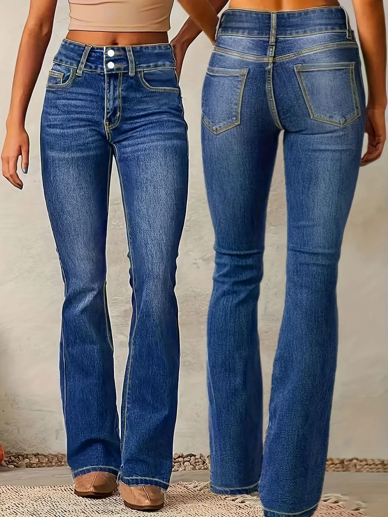 2025 Autumn Women's Slim Fit Stretch Dark Blue Skinny Jeans Double Button Placket Fashionable Slim Fit Women's Jeans