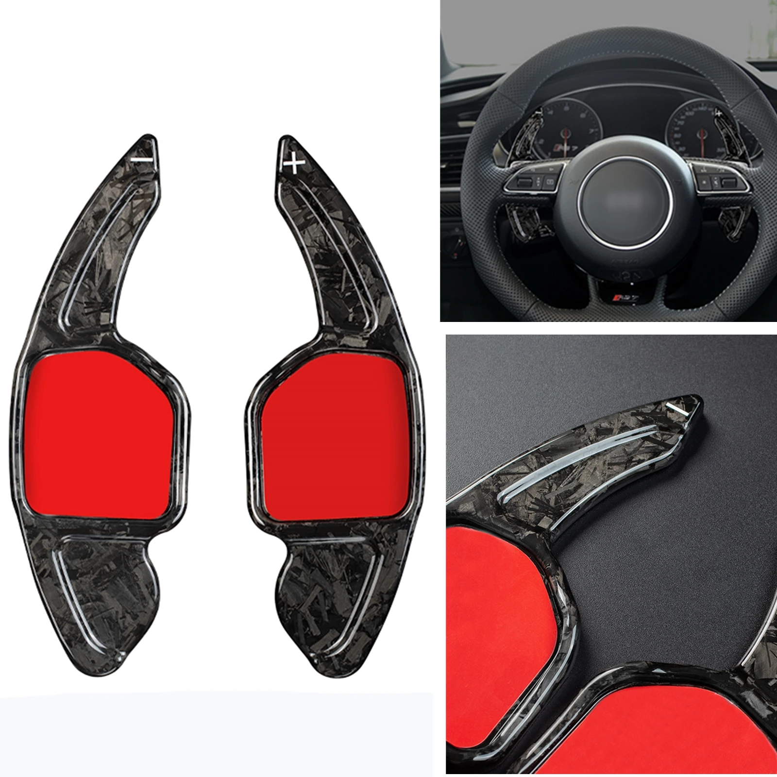 2 Pieces Steering Wheel Shift Extension Paddle Carbon Fiber For Audi A3 A4L A7 Q5 A5 A6L S6 Q3 Q5 Q7 RS6 R8 TTS