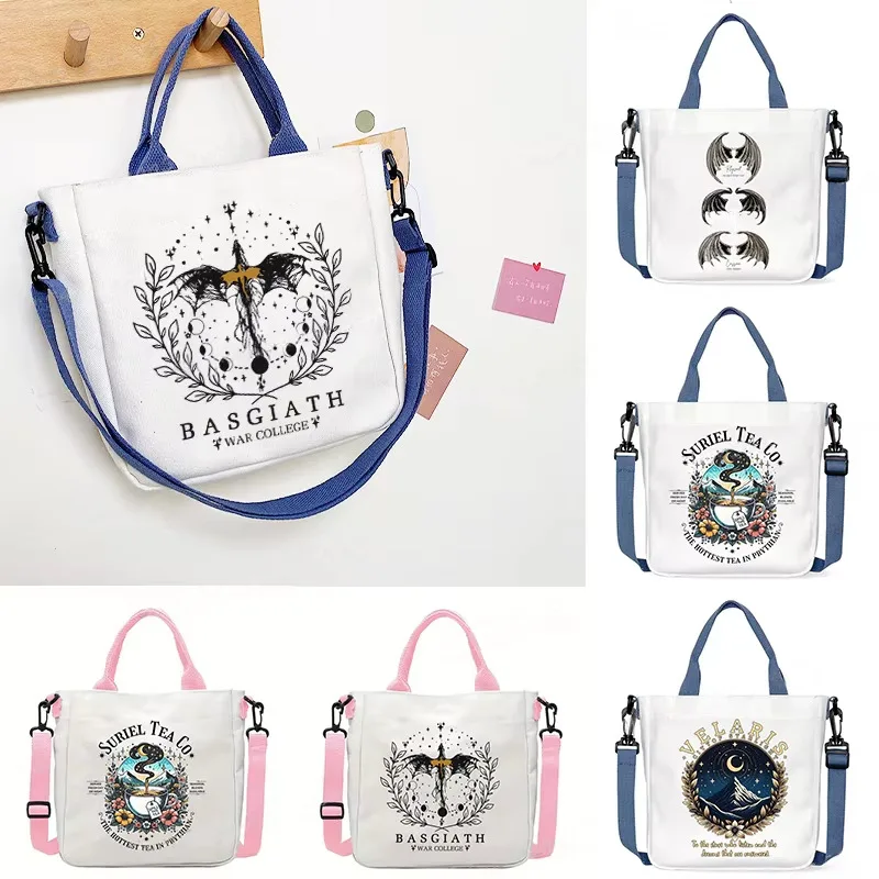 الجناح الرابع المرأة حقيبة كتف خمر Basgiath الحرب كلية نمط قماش حقائب كروسبودي عادية التنين رايدر حقيبة ساعي #1