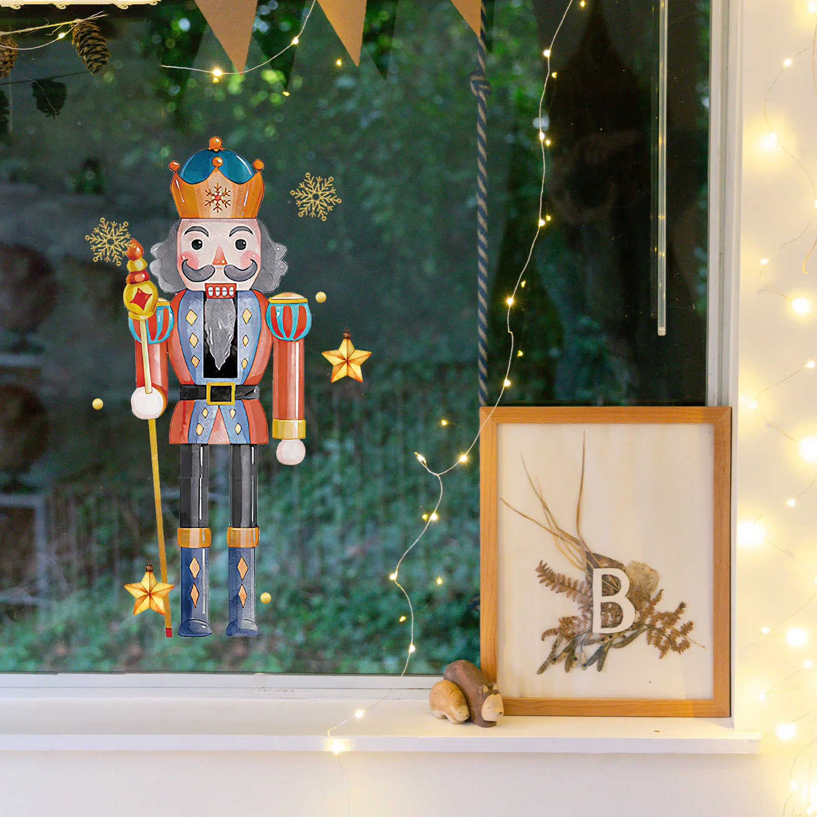 

1Set Christmas Nutcracker Wall Stickers Christmas Window Clings Snowflake Decorations Classroom Xmas Door Stickers Winter Room