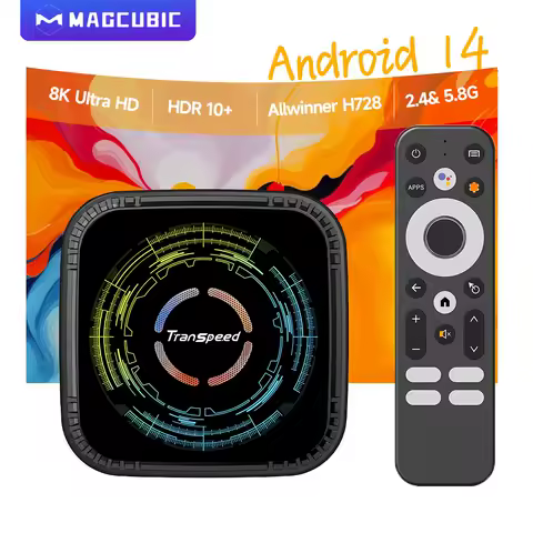 Transpeed Allwinner H728 Android 14 Voice TV Box 8K HDR10+ Dual WiFi6 BT5.0 32GB/64GB ARM Cortex-A55 Octa-Core 4K Set Top Box