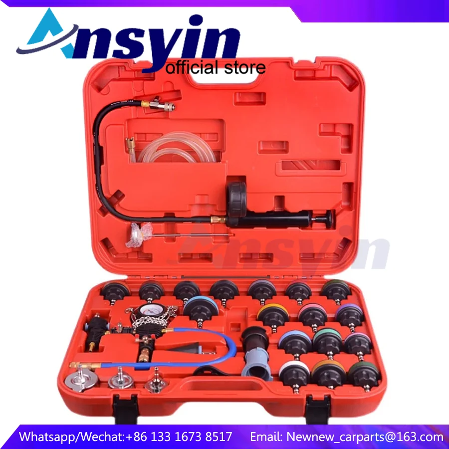 28Pcs Universal Radiator Pressure Tester Vacuum Type Cooling System Test Detector Set Testeur Refroidissement