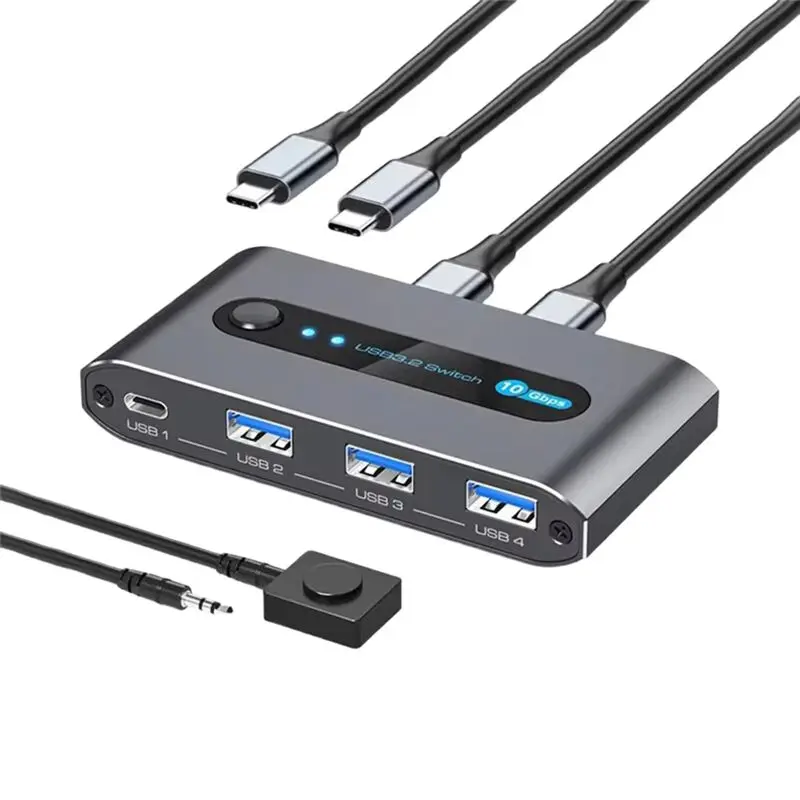 Ingenious-USB Switcher For Keyboard Mouse Printer Webcam Desktop Control 2 Computers Share 4 USB 3.2 Device 10 Gbps USB-C