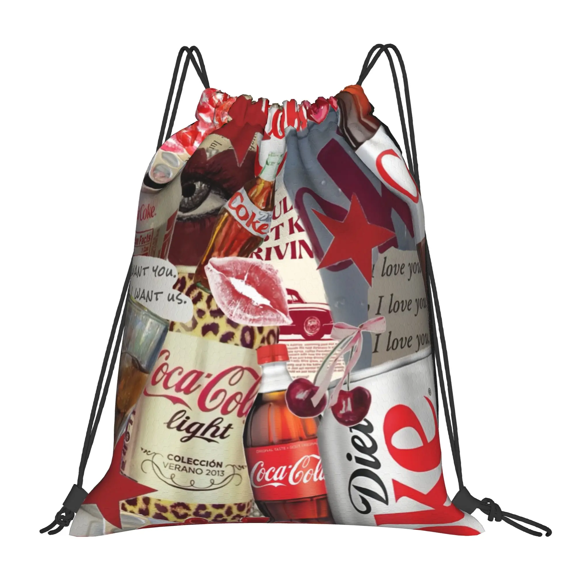 

Сумки-рюкзаки на шнурке dDiet Coke в стиле ретро-коллаж, портативные спортивные сумки-рюкзаки для езды на велосипеде, рюкзаки для хранения вещей в спортзале