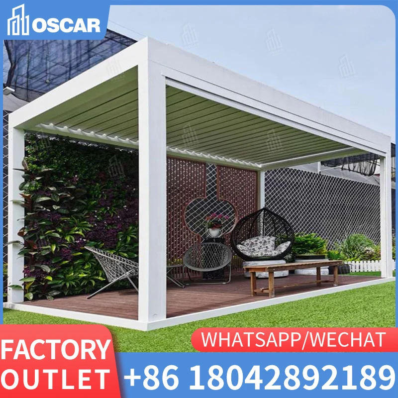 UNIFIVE Wholesale Roller Pergola Cover Roof Electric Cassette Aluminum Shutter Gazebo Ajustable PVC Outdoor Retractable Awning