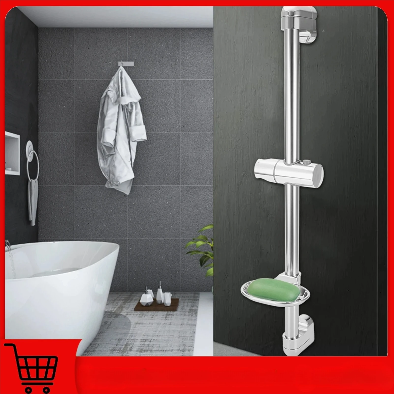 Edelstahl Hebe Handgriff Dusche G1/2 Badezimmer Armaturen Dusche Ausrüstung Rutsche Kopf Halter Halterung mit Seifenkiste