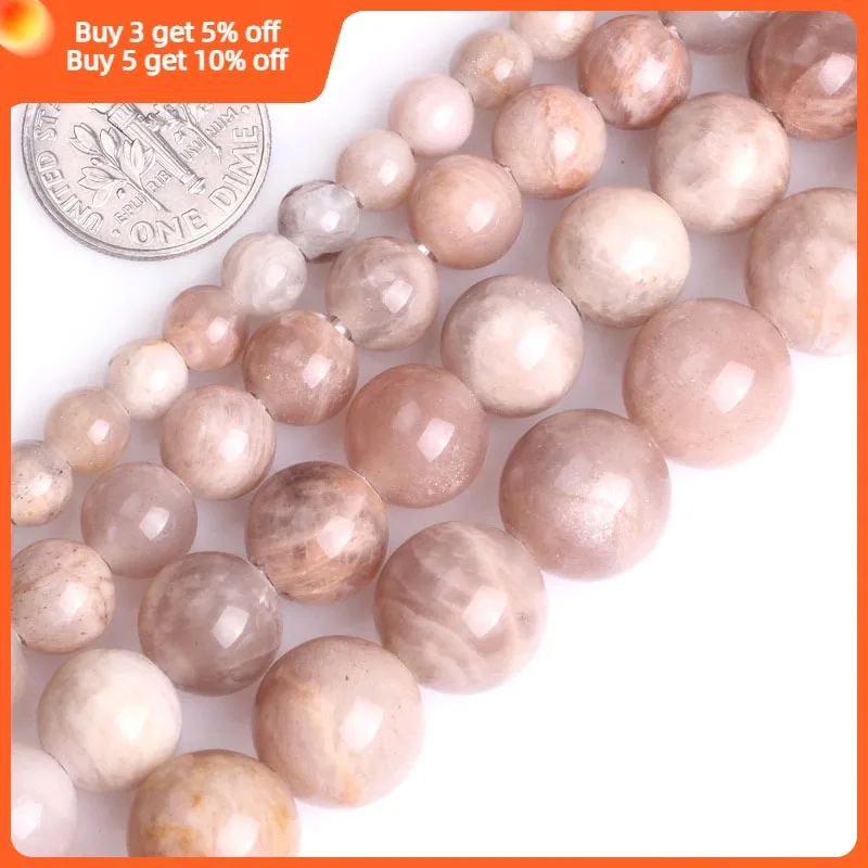 1.5mm-2mm Big Hole Natural Sunstone Round Beads For Jewelry Making Strand 15 inch DIY Jewelry Bead For Bracelet For Women Gifts