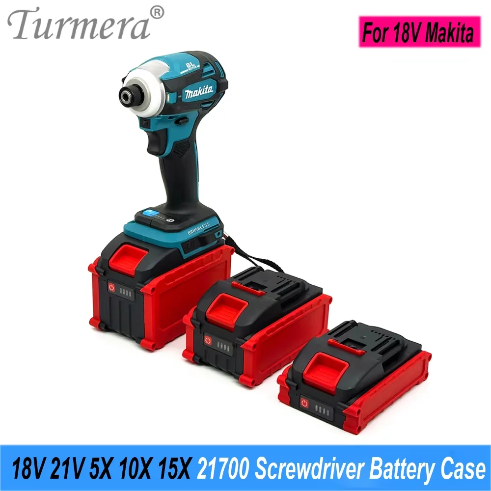 18V 21V Screwdriver Battery Case for 5X 10X 15X 21700 Battery with 5S BMS 40A Max.60A for Replace Electric Drill Use
