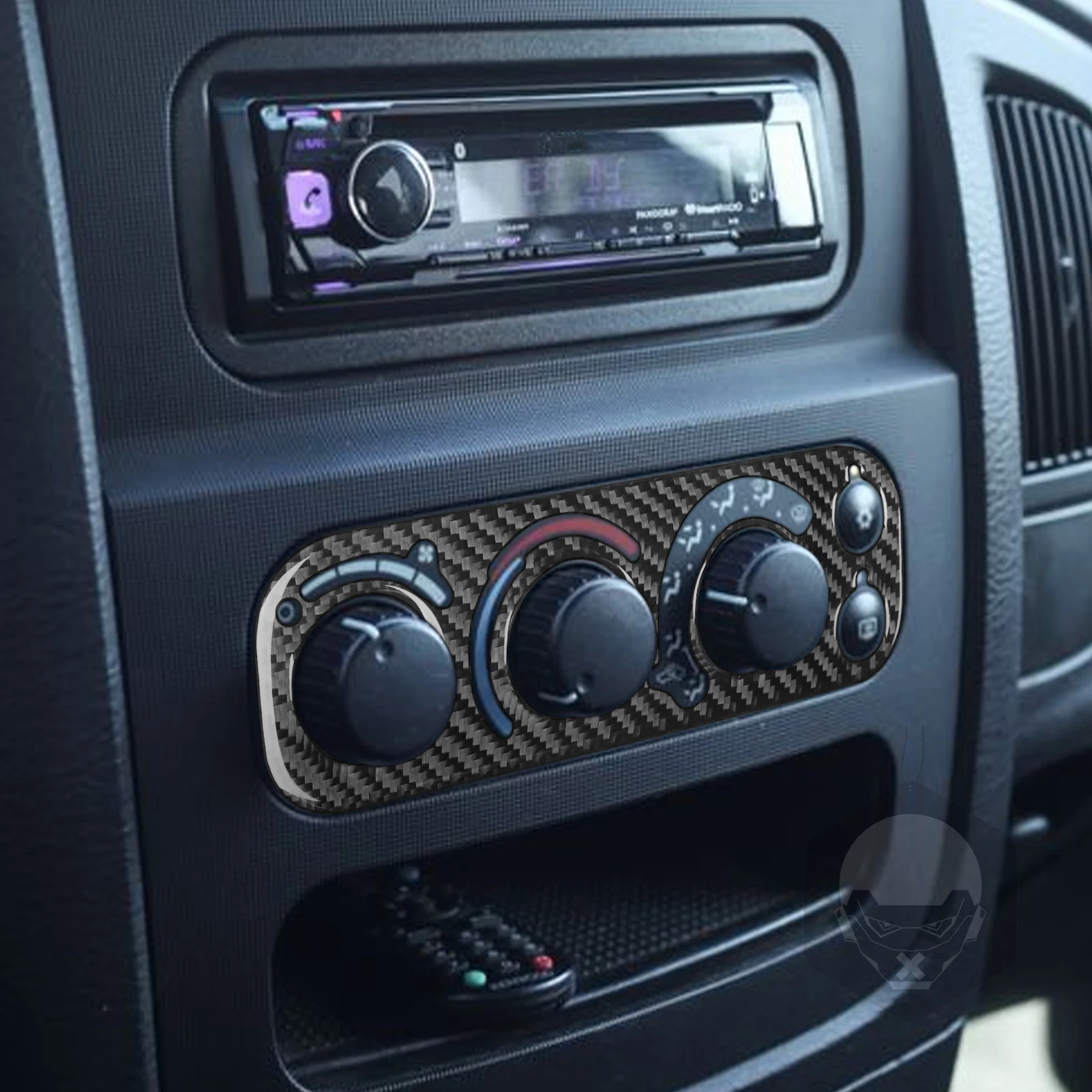 For Dodge Ram 2002 2003 2004 2005 Center Dashboard AC Control Panel Cover Real Carbon Fiber Sticker Car Interior Accessories