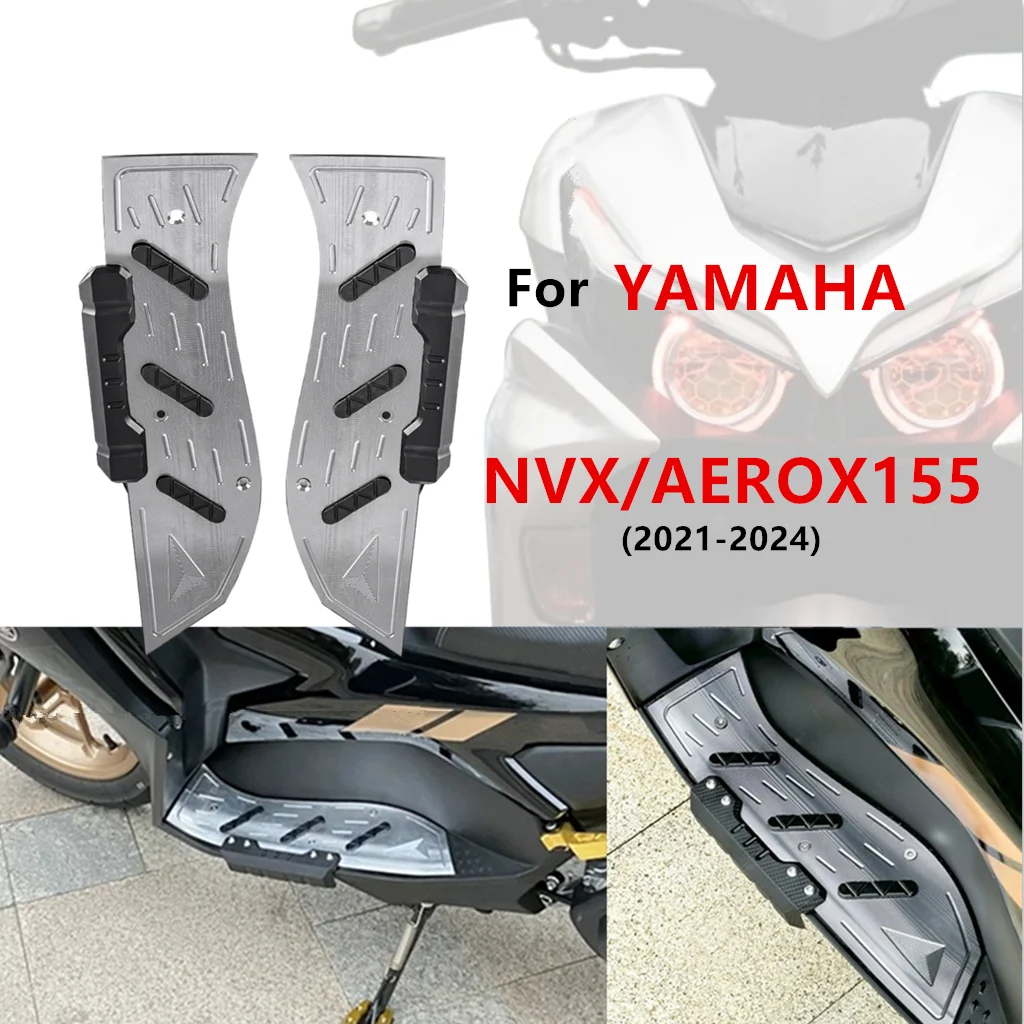 

﻿ Motorcycle Footrest For Yamaha AEROX155 NVX155 2021-2024 Footboard Aluminum Alloy Wear Resistant Non-Slip Foot Plate