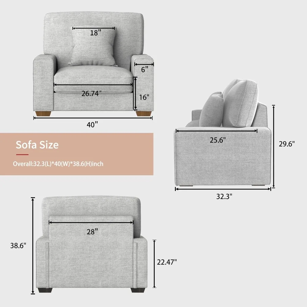 Modern Living Room Chenille Recliner Sofa Small Sofa,Removable Sofa Cover Space Spring Cushions and Solid Wood Frame