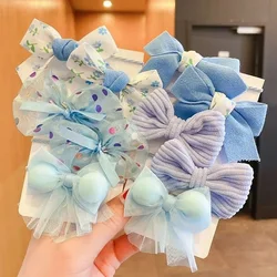 Lazos elásticos con lazo de flores para niña, bandas de goma bonitas para el cabello, accesorios coloridos para el cabello, 10 unidades por juego