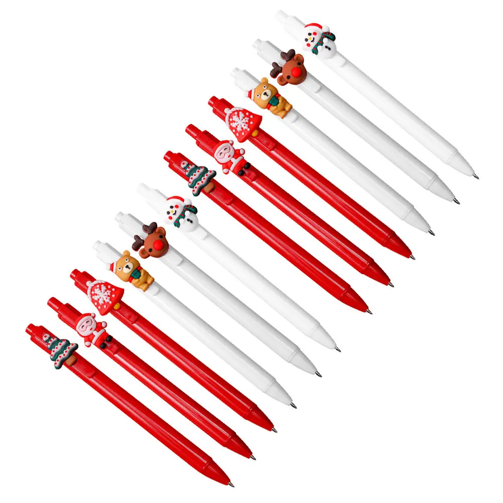 

Набор из 12 гелевых ручек с рождественским дизайном, нажимные, с черными чернилами, для студентов, школы, офиса, новогодние подарки, праздничная тематика