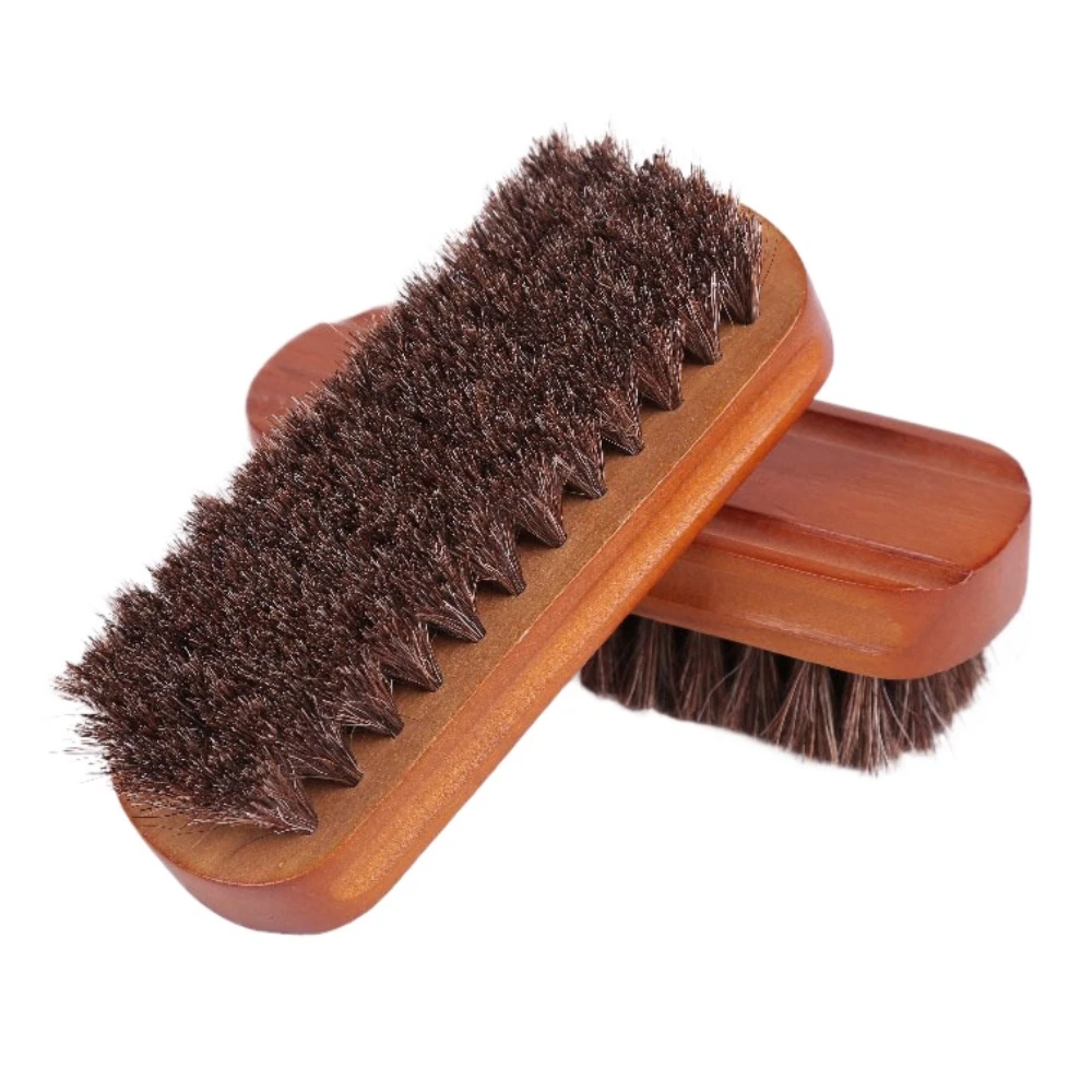 Horse Hair Brush Men Shoe Boot Polish Natural Wooden Shoe Oil Polishing Tools Cleaning Brush for Suede Nubuck Boot Shoes Cleaner