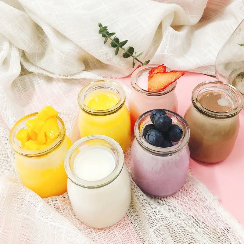Transparent Sealed Lidded Pudding Cups 100ml Yoghurt Pots Dessert Jars Baking Glass Pudding Jars Mousse Cups Empty Jars