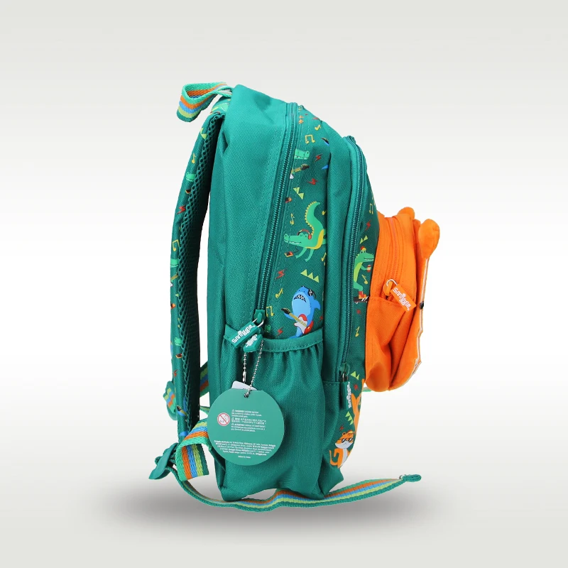 Mochila escolar Original de Australia Smiggle para niños, suministros escolares con forma de tigre verde, 14 pulgadas, 4-7 años