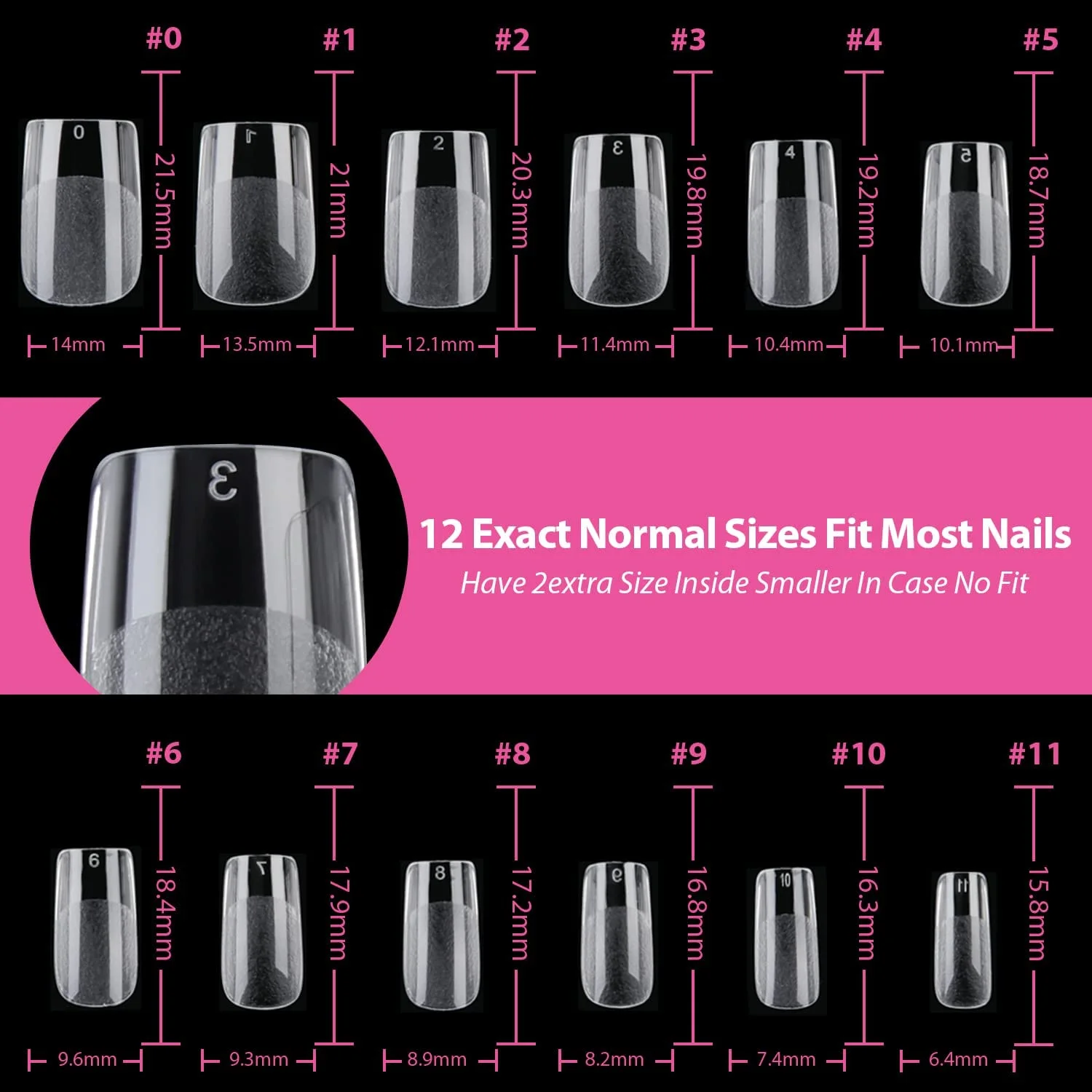 120 Stück Lange Transparente Sargnagelspitzen für Acrylnägel, Nagelstudios und DIY-Nagelkunst, Halbfertiges Produkt mit Klebstoff – Detail 26