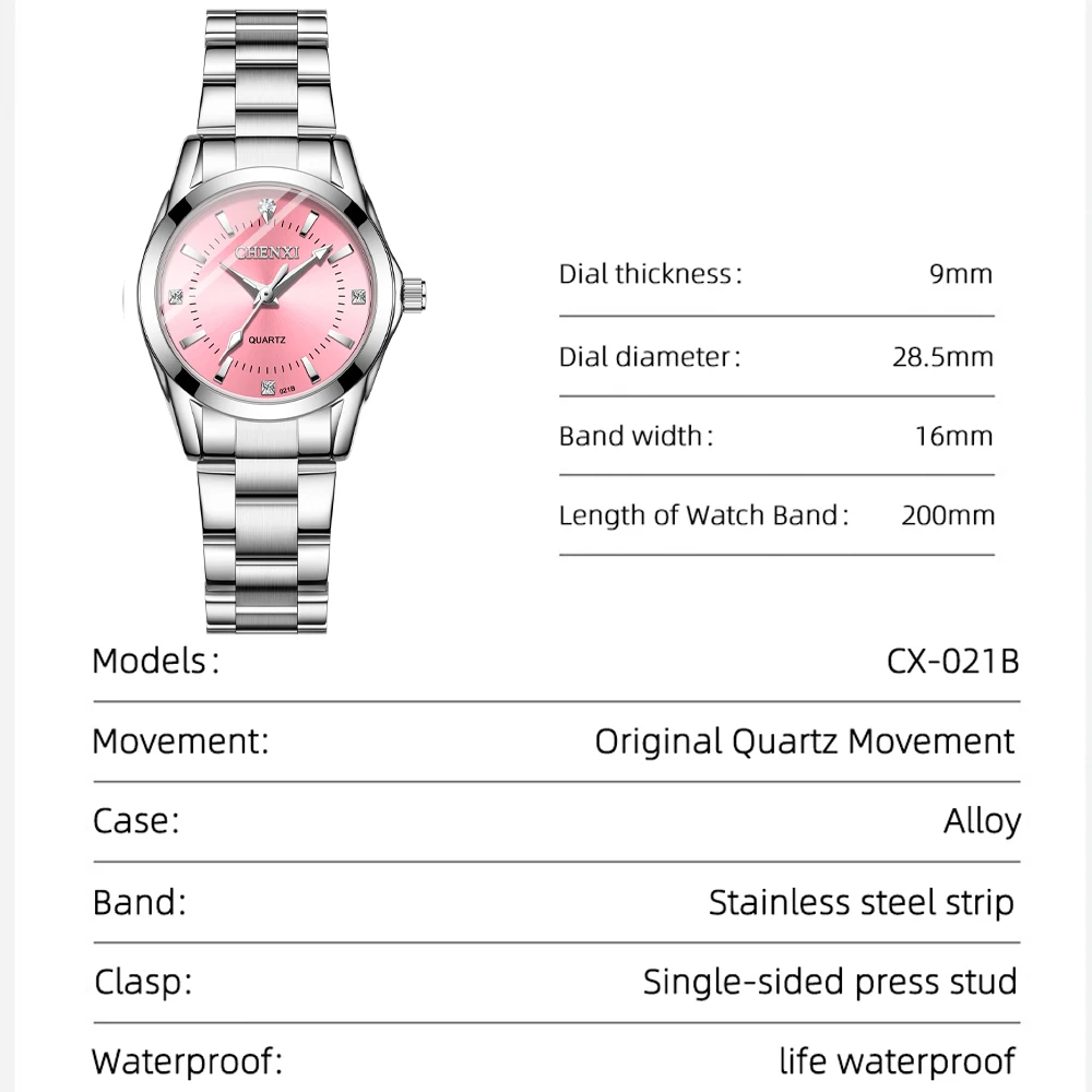 CHENXI Luxury Waterproof Women's Watches Luminous Ladies Watch for Female Quartz Stainless Steel Dress Women Watch