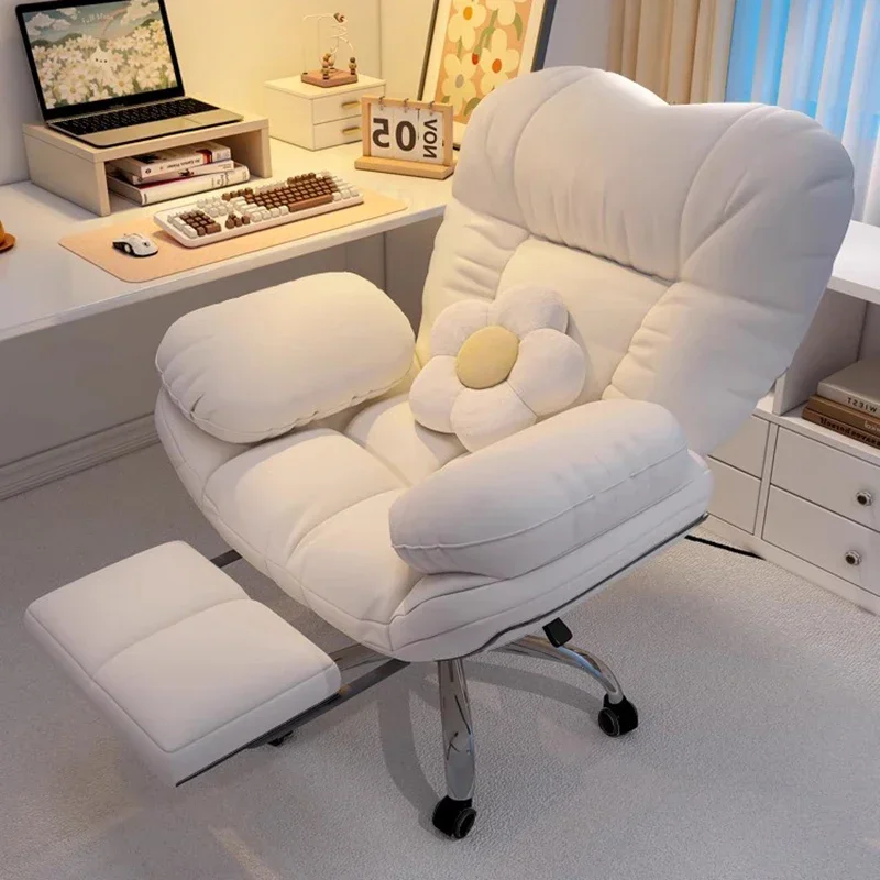 Chaise de bureau ergonomique avec repose-pieds relaxant, roues en velours, pas cher, confortable, luxe, bureau, lecture