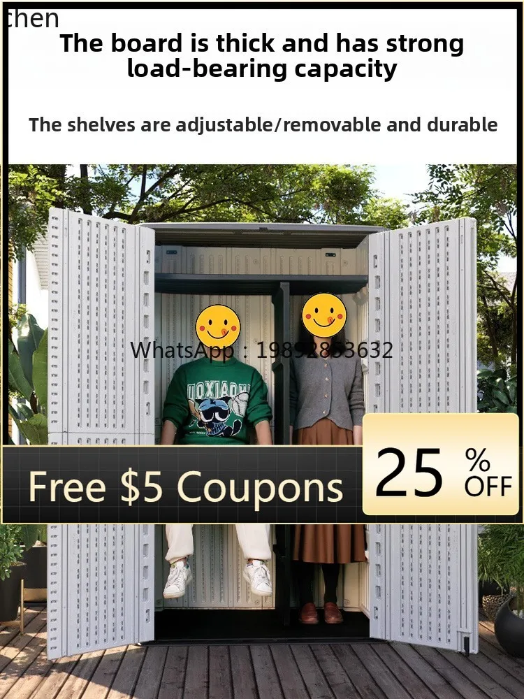 

Outdoor Rainproof Locker Garden Waterproof Sunscreen Large Capacity Outdoor Storage Box with Lock