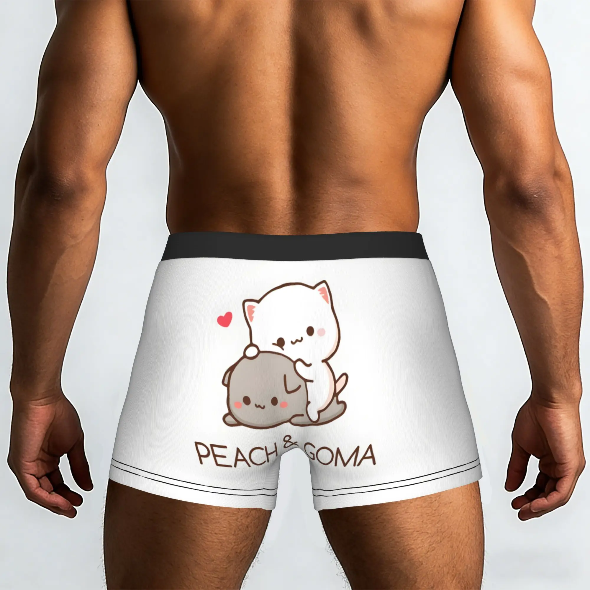 Custom Male Cool Cute Mochi Peach And Goma Cat Underwear  Boxer Briefs Breathable Shorts Panties Underpants