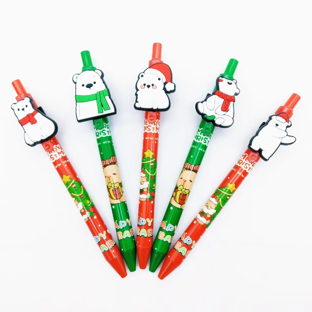12/24 قطعة مضحك الدب الأبيض موضوع التصحيح قلم حبر جاف عيد الميلاد مهرجان هدية القرطاسية اليومية مكتب قلم حبر جاف