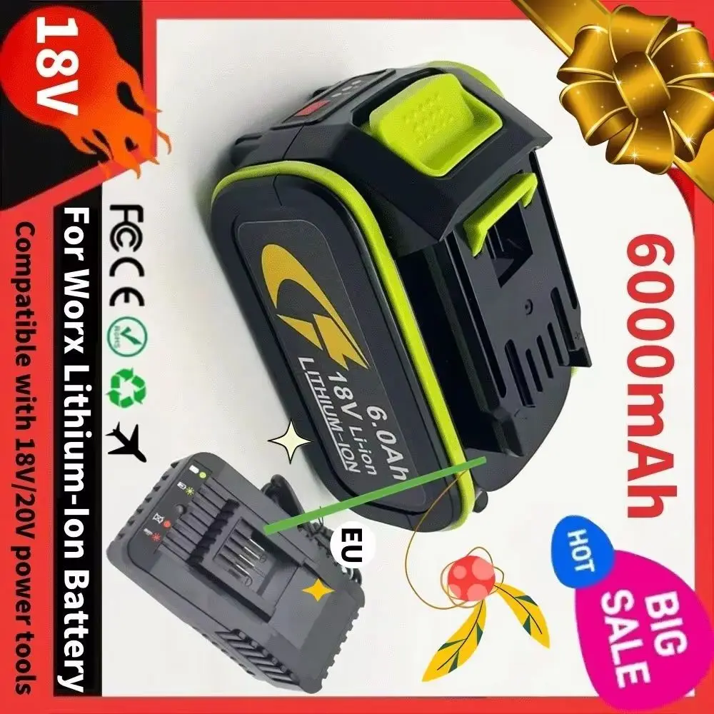 

18V 6.0Ah per WORX 18V 20V WA3016 WA3023 WA3054 WA3027 WA3406 WU279 WU294 WU362 WU388 WU629 WU808 Batteria per utensili el