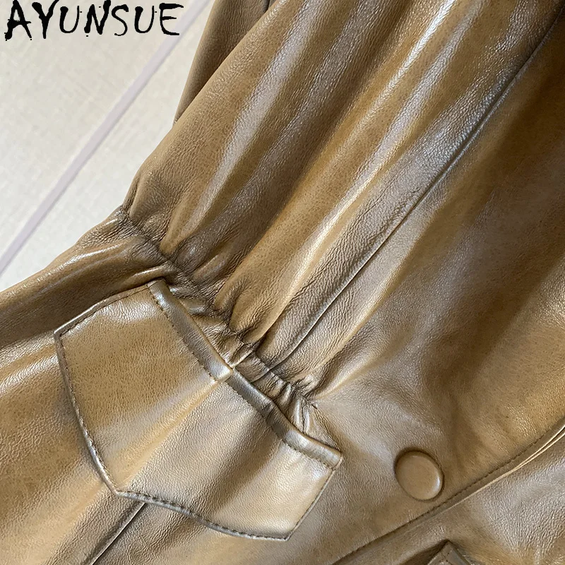 เสื้อกั๊กหนังแกะผู้หญิง AYUNSUE รุ่นใหม่ปี 2025 ดีไซน์เก๋ไก๋ ปกเสื้อแบบปกเชิ้ต ติดกระดุมเม็ดเดียว เสื้อผ้าแฟชั่นสำหรับผู้หญิง Ropa Mujer
