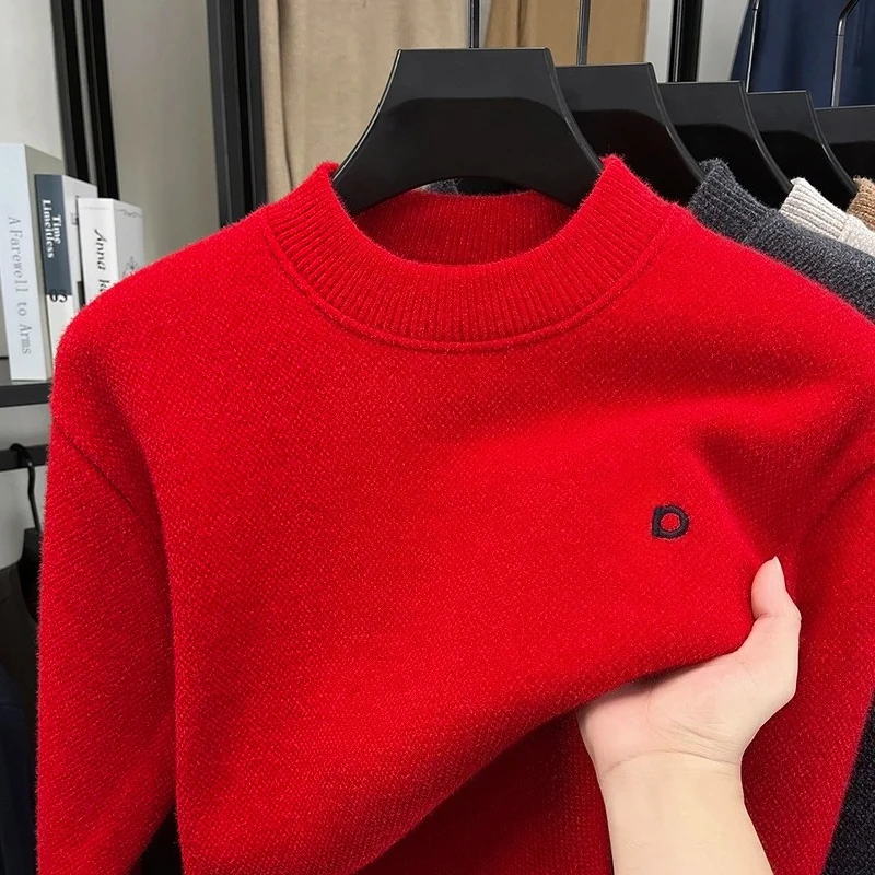 

Winter Men's Sweater, Thick Knit Loose Fit Round Neck Pullover, Velvet Soft Wool, Winter Collection