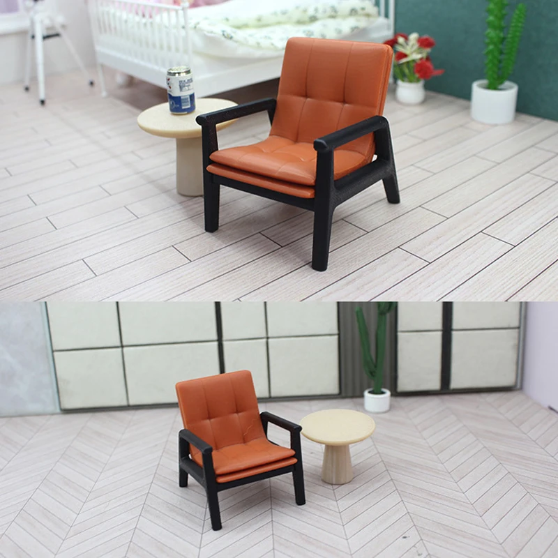 1/12 domek dla lalek imitacja Sofa krzesło stolik do herbaty Model lalki dom salon dekoracja mebli lalki akcesoria do sceny domowej