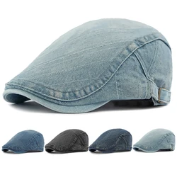 HT4337 Berets New Fashion Spring Summer Autumn Caps for Men Women Washed Cotton Denim Beret Hat Male Female Adjustable Beret Cap