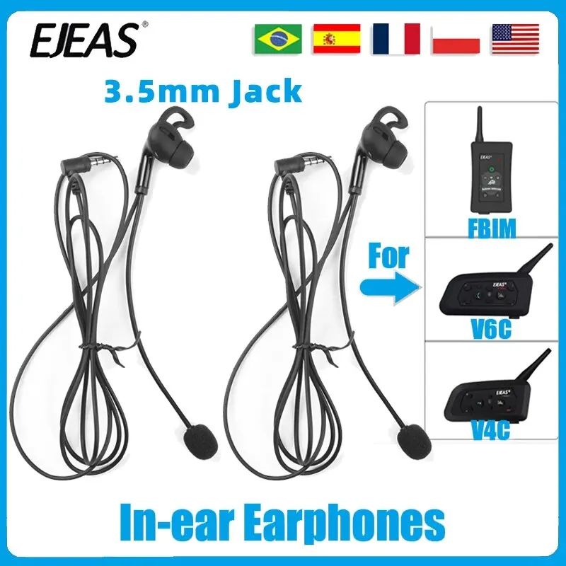 2PC EJEAS FBIM Handsfree 3.5mm Jack Referee Headset Earphone for V4C PLUS V6C PRO