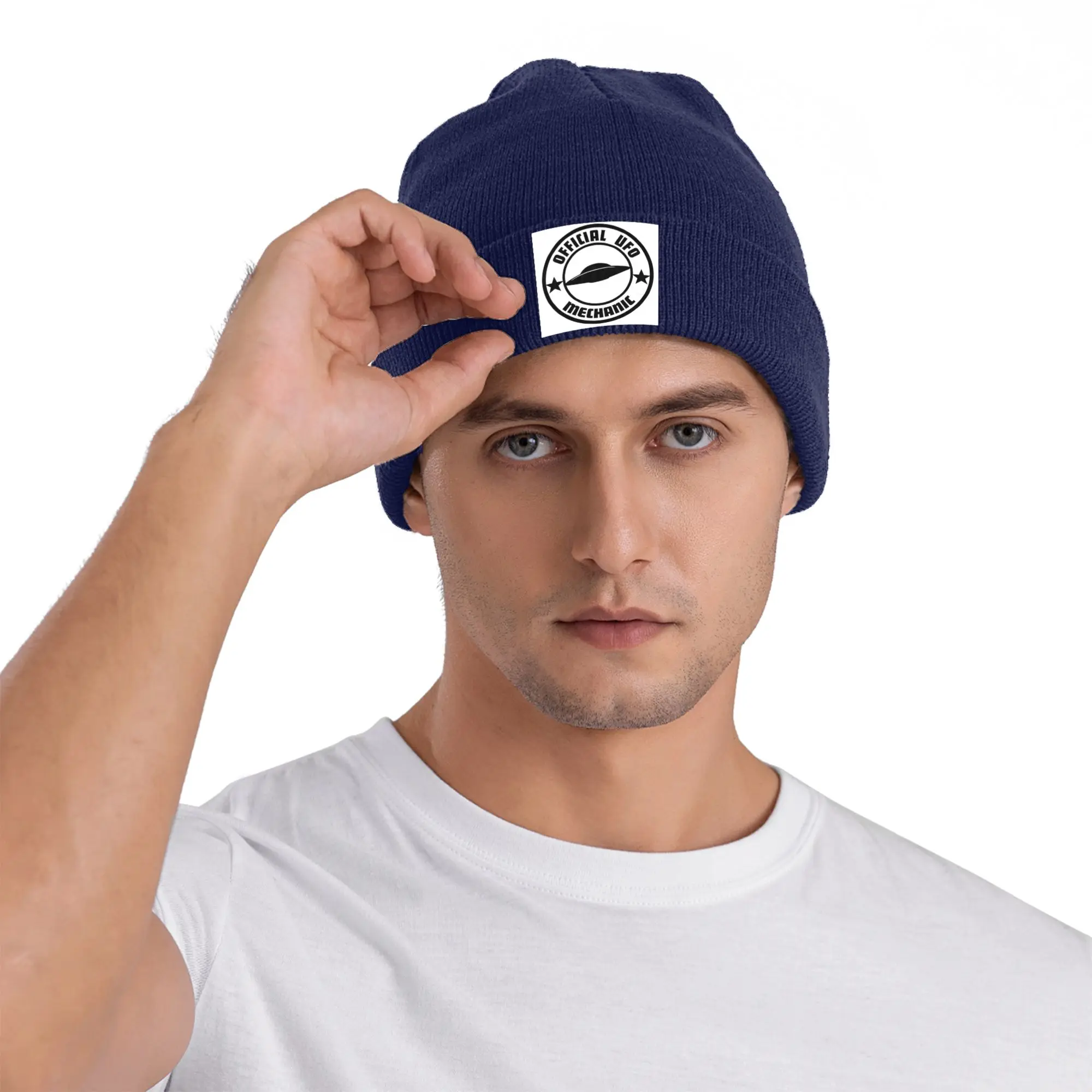 Official UFO Mechanic Winter Skullies Beanies Hat Warm Autumn Knitted Hats Bonnet Caps for Women Men