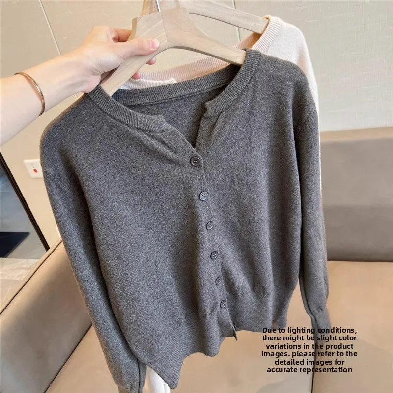 Cardigan lavorato a maglia in lana sottile morbida e delicata sulla pelle Versione coreana da donna V-Ne Maglione allentato per capispalla Jaet Top