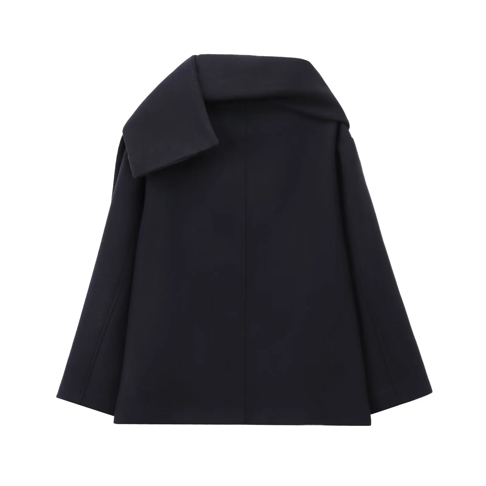BSAY Französischer Minimalistischer Damenmantel mit einteiligem Schal-Kragen, Rundhalsausschnitt, einreihig, mit Taschen, für den Alltag im Herbst und auf Reisen. – Detail 4