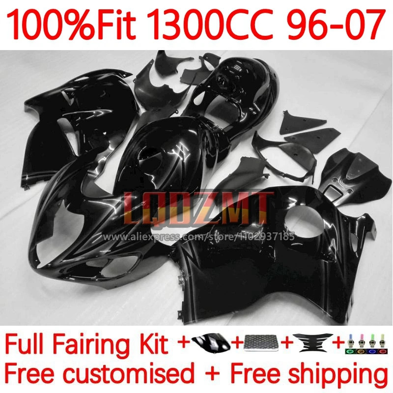 Glossy black Injection For SUZUKI Hayabusa GSXR1300 GSXR 1300 CC 96 97 98 99 00 01 02 2003 2004 2005 2006 2007 Fairing 170No.11