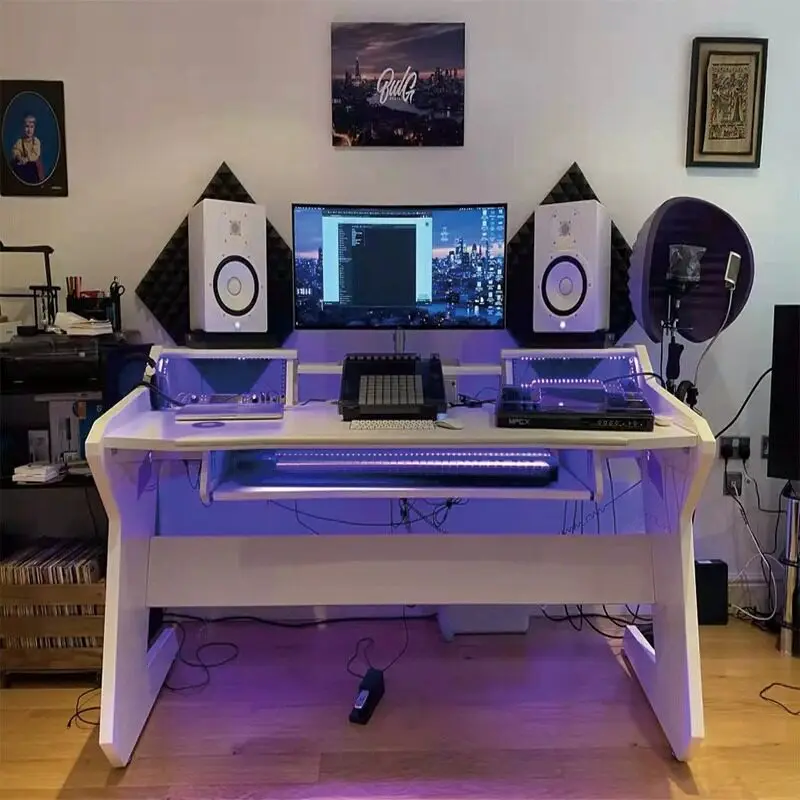 Solid Wood Music Production Desk Recording Studio Workstation MIDI Keyboard Table Electronic Keyboard Mixing Console