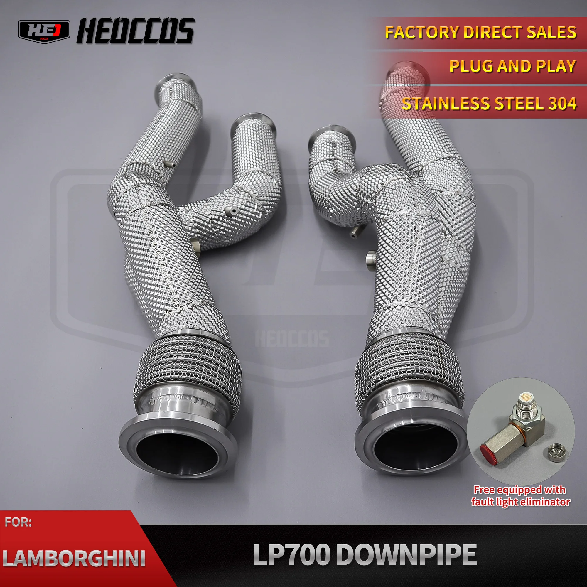 HEO Aftermarket Heat Shield Long Length Downpipe Set For Lamborghini Aventador SVJ LP700 LP740 LP750 Replacement Hardware