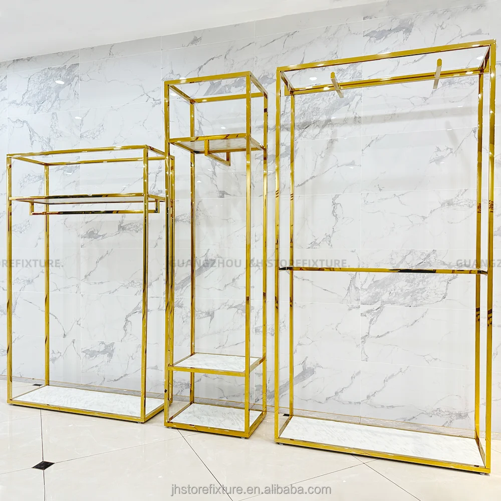 Custom.Stainless Steel Gold Clothing Store Retail Garment Kids Display Rack Shoes Display for Shop