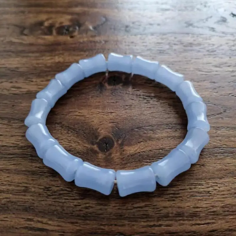 Imitation Jade Bamboo Shape Beaded Bracelet Stress Relief Healing Jewelry Comfort Fit for Women Outdoor Camping Hiking Wear