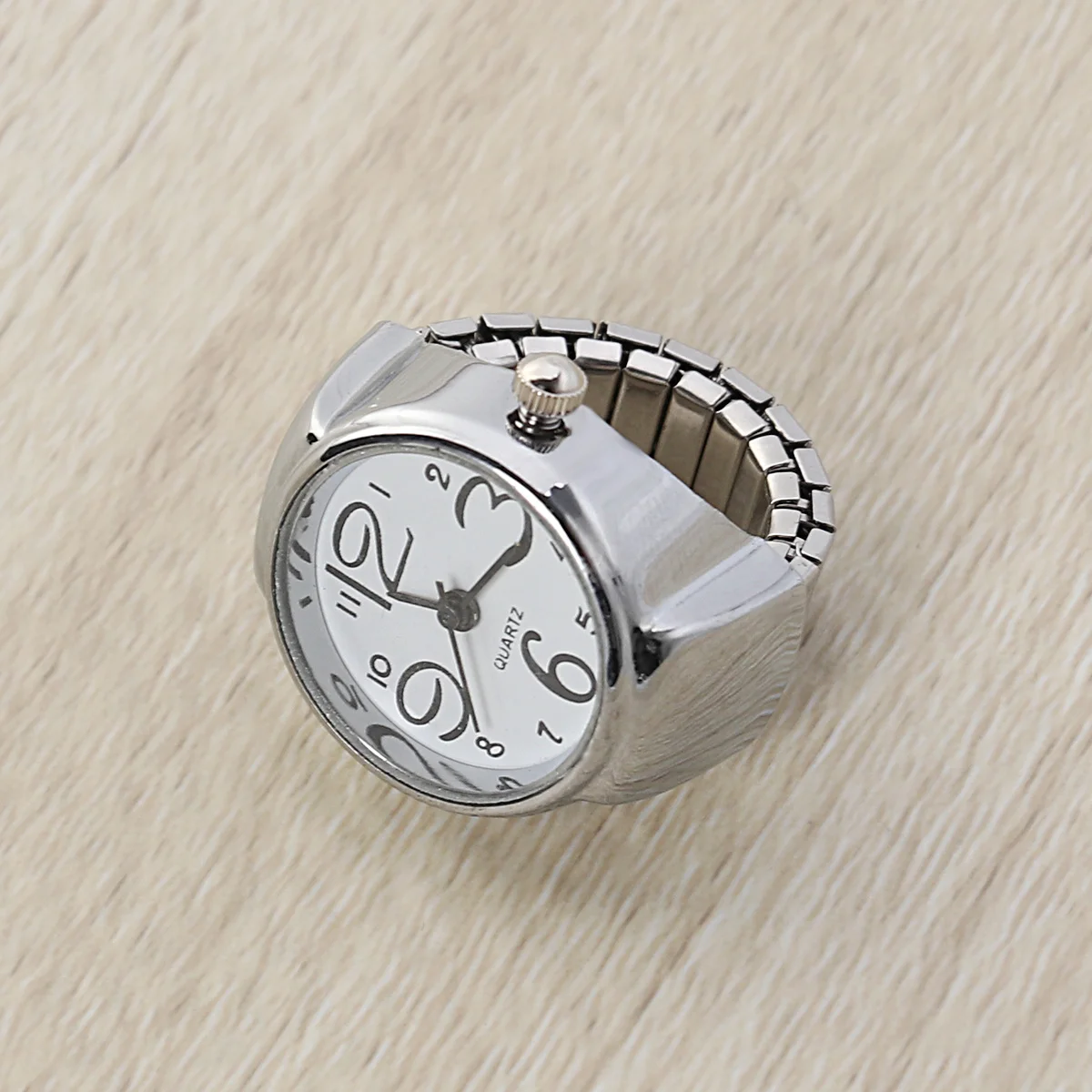 Couple Ring Watch Big Dial Clear Time Reading Mini Finger Quartz Watch For Women Gift Idea Red White Design