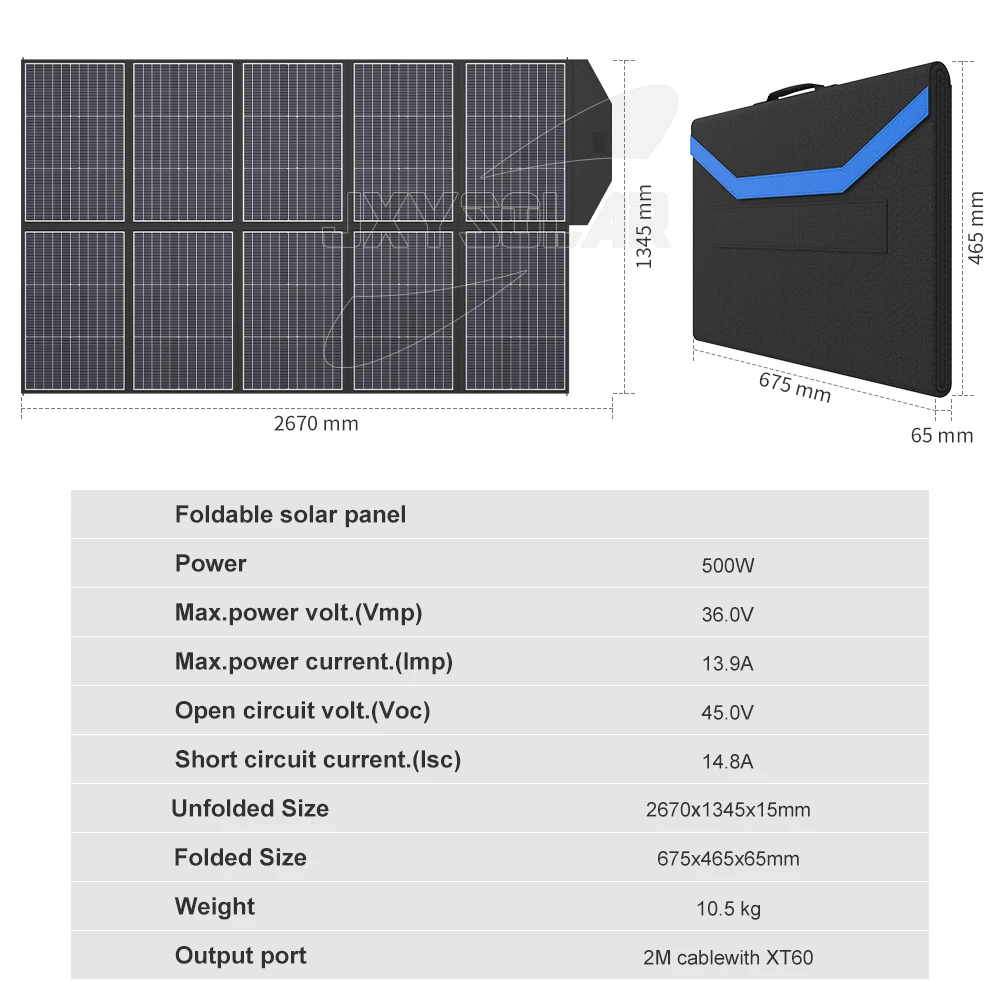 

Free Worldwide Shipping 500 Watt 36 Volt Bendable Foldable Solar Panel for Portable Generator and Battery Bank