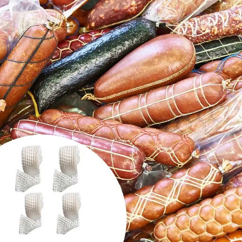 Meat Net Elastic Baking Net 4 Rolls Beef Netting Roll Smoked Meat Poultry Ham Netting 1m2m Meat Butcher Twine Net For Sausage