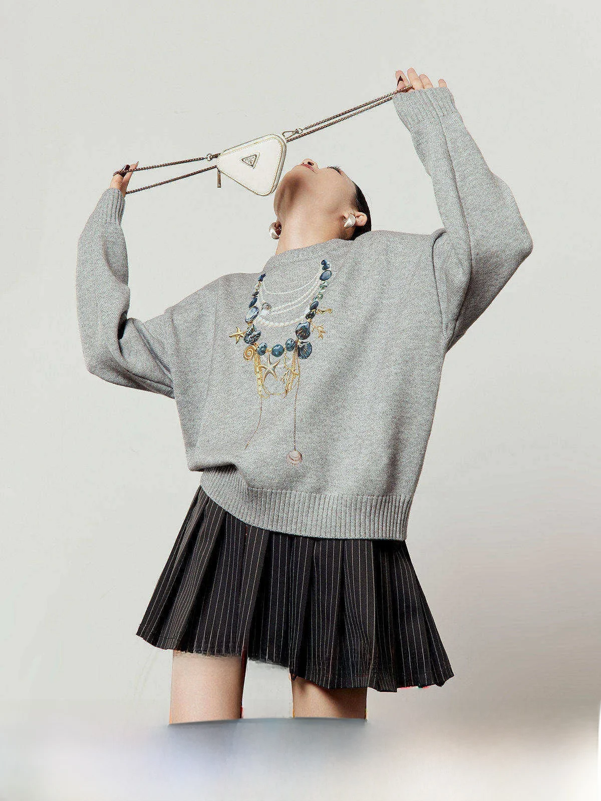 

ay Casual Loose Women's Knitted Sweater Spring 2026 Floral Print Casual Sle Faionable Loose Fit Long Sve Top