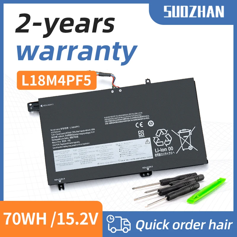 

SUOZHAN Laptop Battery L18M4PF5 15.2V/70Wh/4610mAh L18L4PF0 L18L4PF4 For Lenovo AIR15-2019 S540-15IML/IWL S540-15IWL