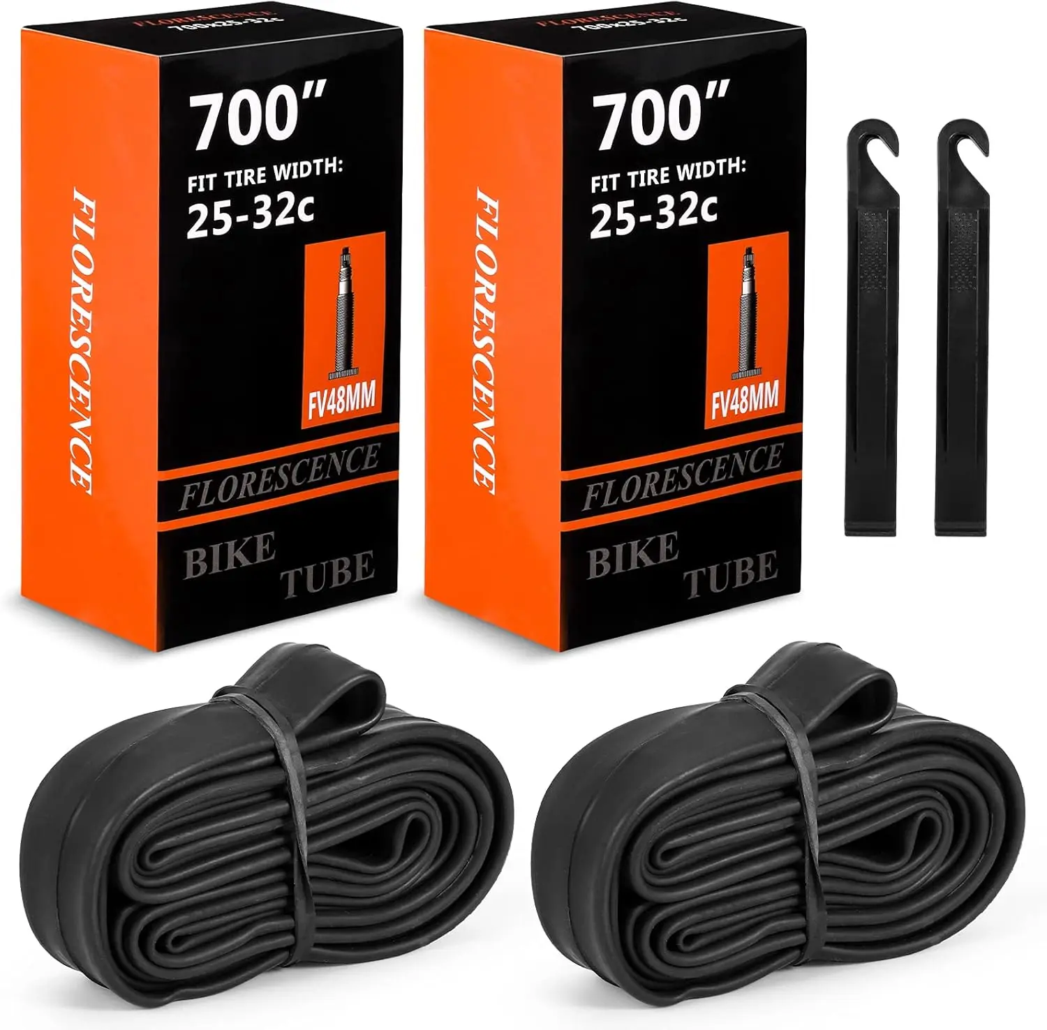 mirror-Butyl Rubber Bicycle Inner Tube 28 Inch with 2 Tire Levers Road Bike Tube 700,25-32C Resistant Sclaverand for Bike