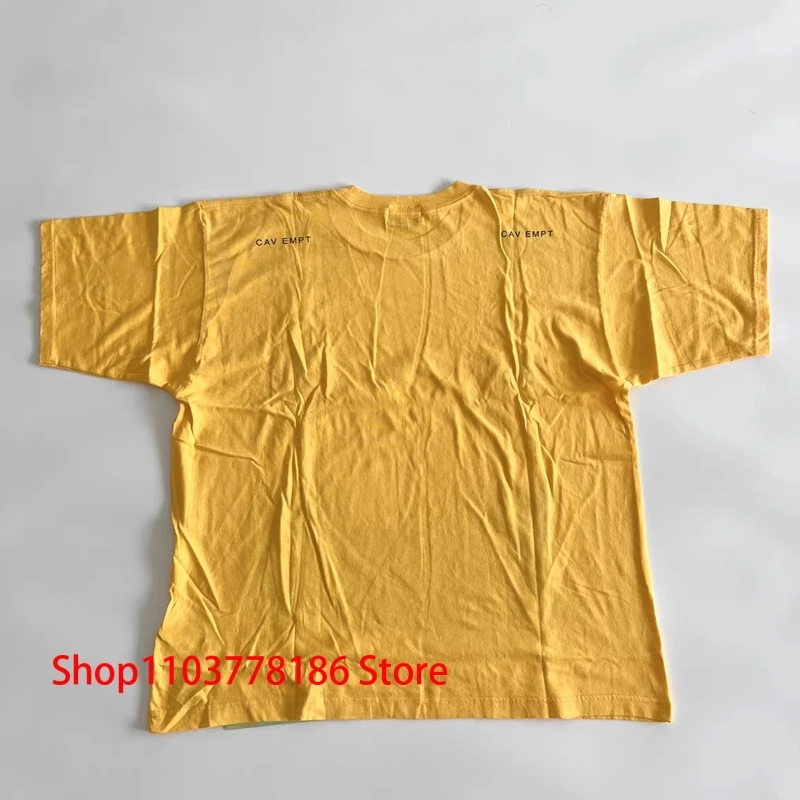 Summer New Style Yellow CAVEMPT T-shirt Geometric Abstraction Pattern Letter Print Top Tee Men Women Loose C.E Short Sleeve