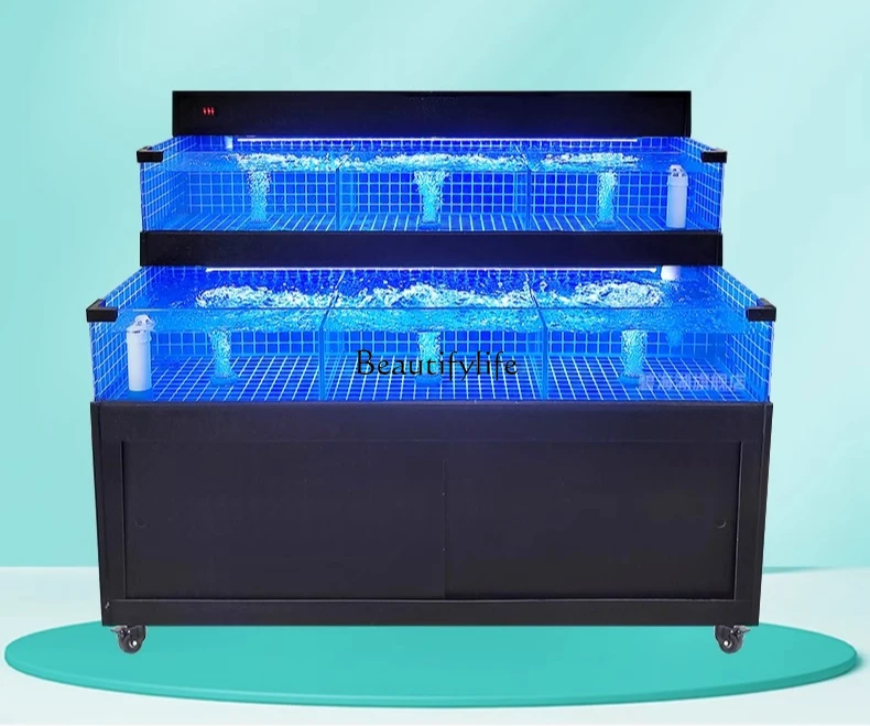 

Mobile seafood pool refrigerator integrated hotel seafood, commercial supermarket seafood tank